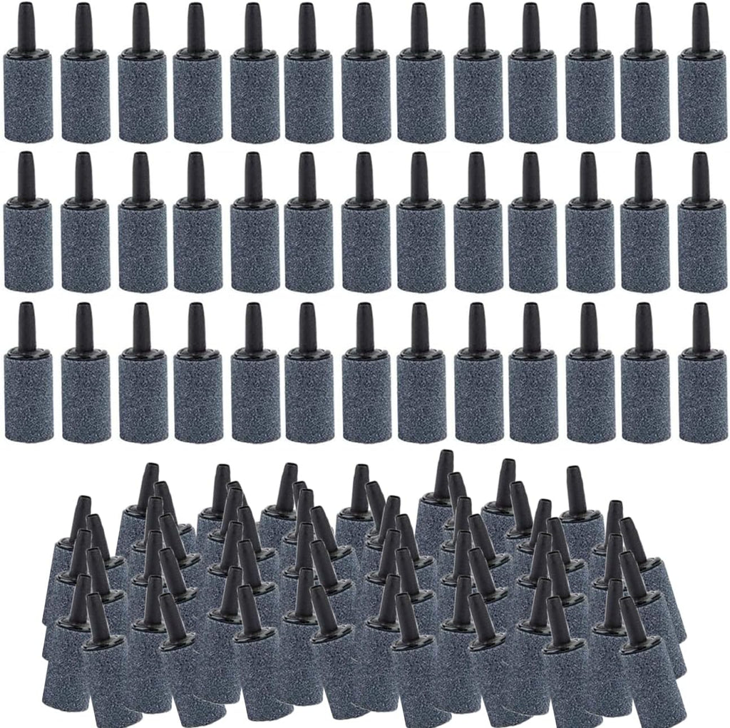 100 Pack 1 Inch Aquarium Air Stone, Cylinder Bubble Diffuser Aerator Stones Fish Tank Bubbler Pump Accessories for Hydroponics Grey (100 Pack)