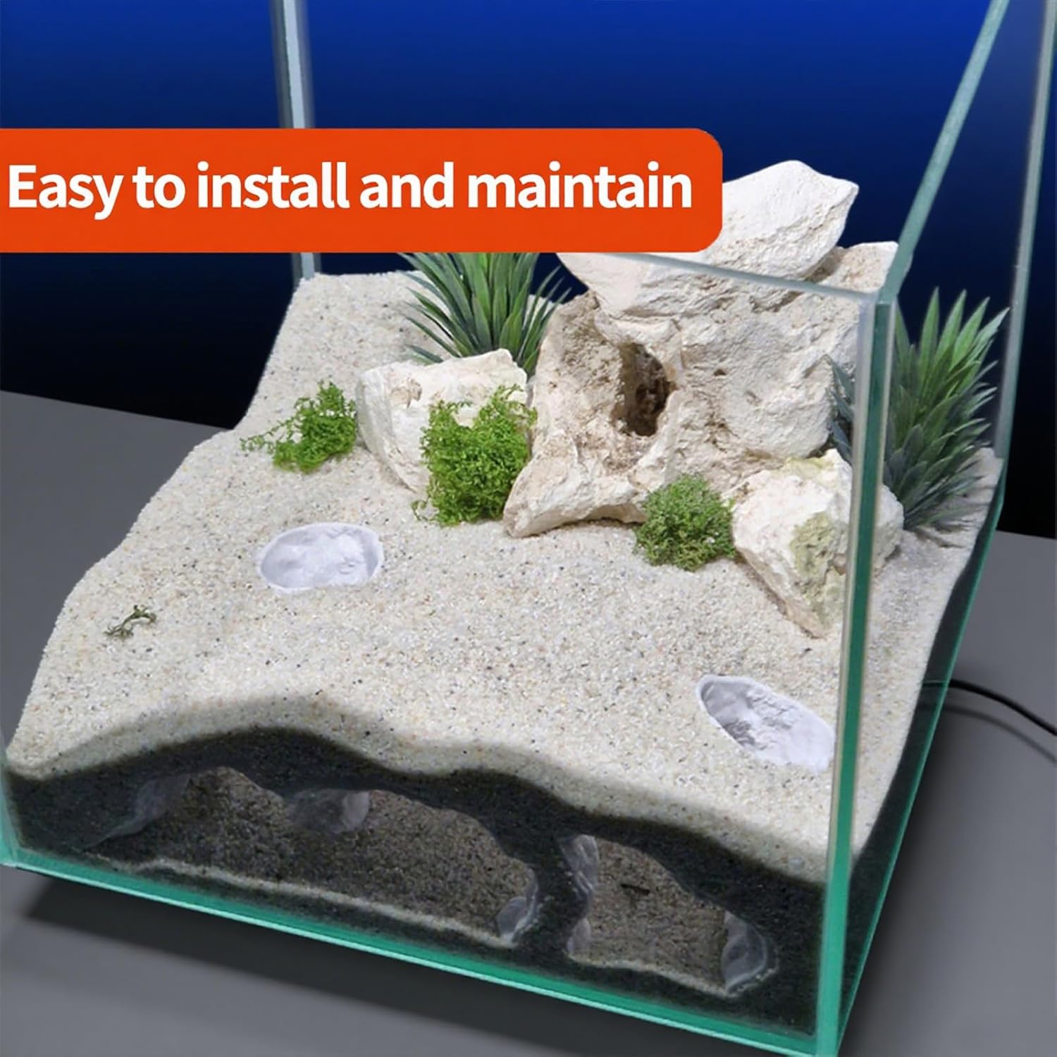 Aquarium Cave Decor, 3D Printed Natural Tunnel Pleco Cave, Fish Hideout Decor for Cichlid, Clown Loach & Kuhli Loach (L-Gray)