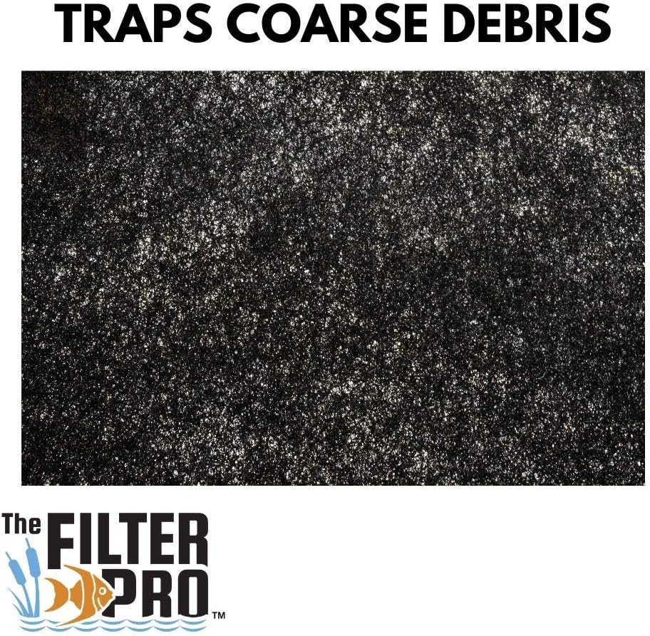 Black Coarse Filter Media, 1.25" Thick, 12" x 56" Roll, Perfect for Aquariums, Ponds or Water Gardens, Made in USA