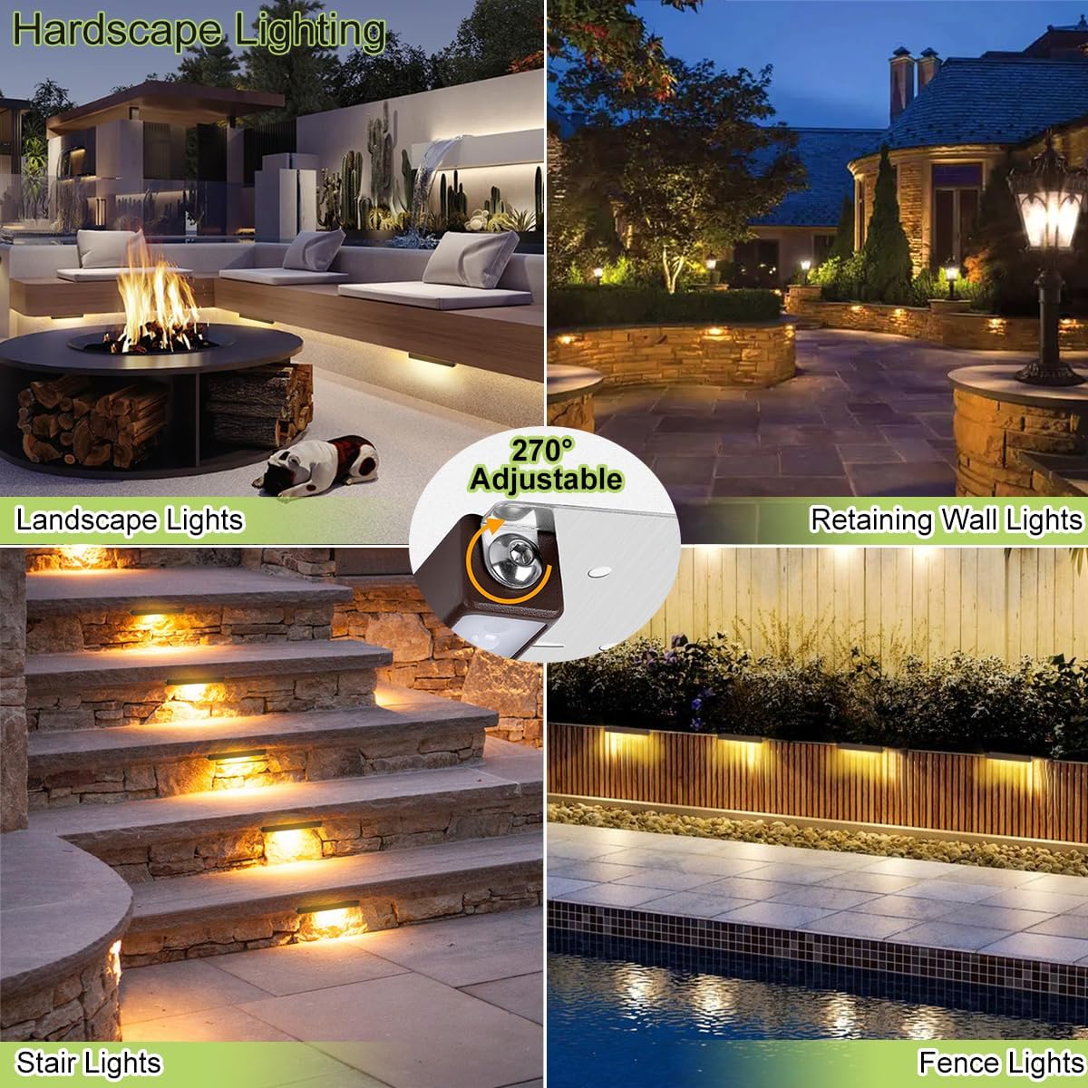 Retaining Wall Lights,12 Pack 7 Inch LED Hardscape Lighting,12-36V 2.5W Low Voltage Fence Lights,Outdoor Step Lights with IP67 Waterproof 2700K Warm Light