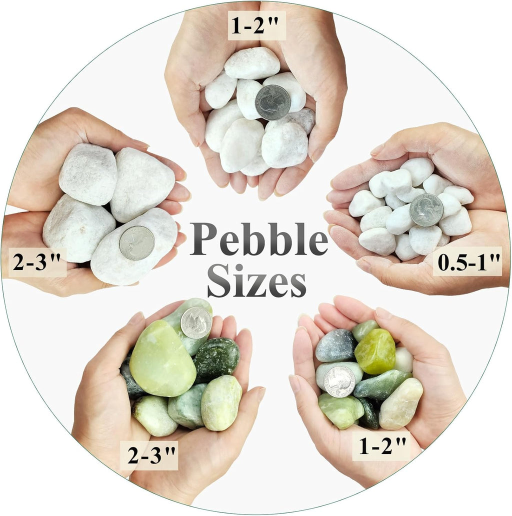 20 lbs White Rocks for Landscaping, 2-3 Inch Large River Rocks. Decorative Pebbles for Plants Indoor, Vases, Aquariums Gravel, Crafting and Garden