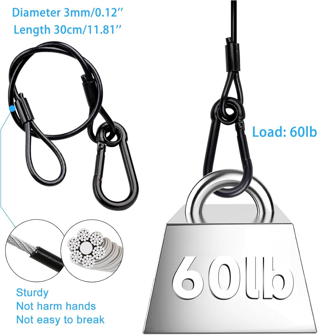 Lighting Safety Cable with Loops(10-Pack), 25kg Load Stage Light Safety Cable Black Security Chain Hanging on Trusses, Stainless Steel Lanyard（Diameter 3mm/0.12in, Length 30cm/11.82in)