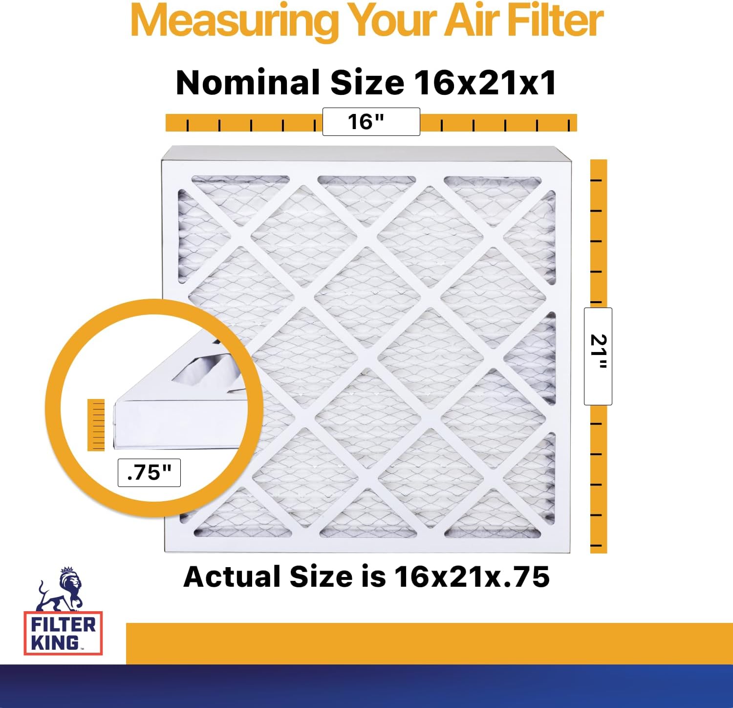 Filter King 16x21x1 Air Filter | 4-PACK | MERV 13 HVAC Pleated A/C Furnace Filters | MADE IN USA | Actual Size: 16 x 21 x .75"