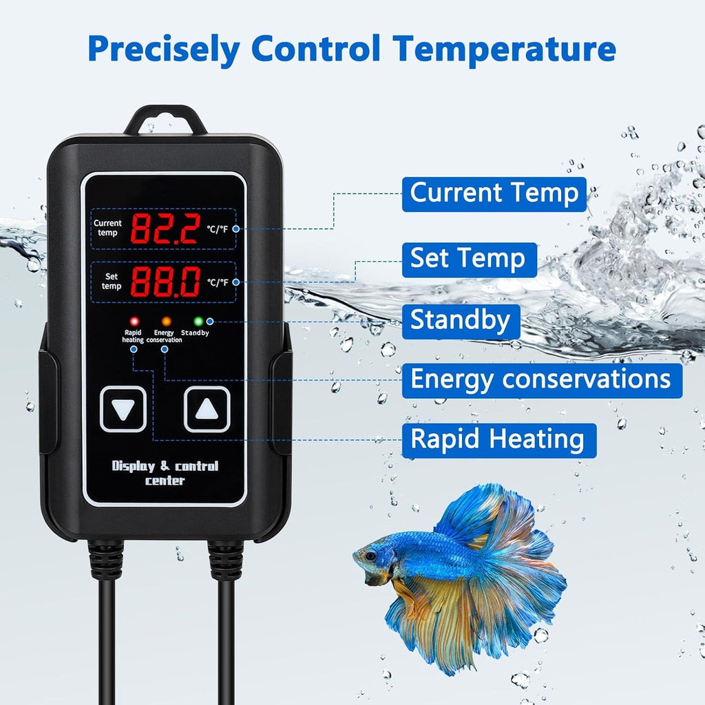 fishkeeper 300W Aquarium Heater, Submersible Fish Tank Heater with Dry-Burn Protection,LED Digital Thermostat,Accurate Temperature Protection for Freshwater and Saltwater 40-75 Gallon