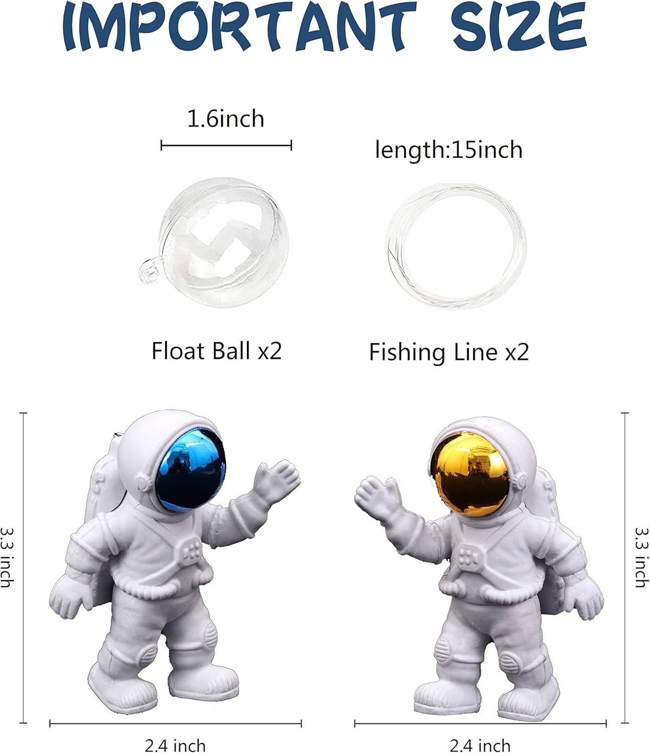 Floating Fish Tank Decorations, Aquarium Decorations Fish Tank Accessories, Suitable for All Kinds of Fish Tanks Scene Layout (2Pcs White Astronauts)