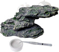 PINVNBY Basking Platform for Turtles Tortoise Dock Resin Resting Rock Reptile Habitat Climbing Ornament Floating Ledge Aquarium Decoration with 2 Pcs Suction Cups for Frogs, Newts,Lizard(3 Pcs)