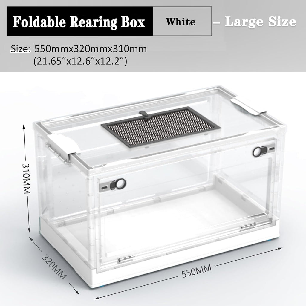Large Snake Reptile Tank Amphibians Habitat Cages Sliding Screen Top for Lizard,Gecko, Frog, Hamster,Hermit Crab Animals(21.65"x12.6"x12.2") (White)