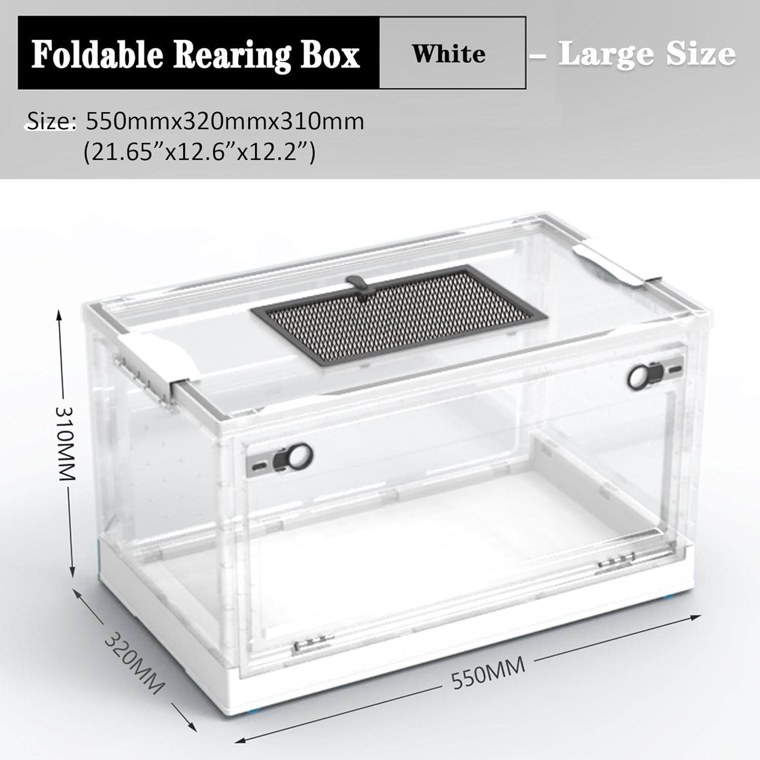 Large Snake Reptile Tank Amphibians Habitat Cages Sliding Screen Top for Lizard,Gecko, Frog, Hamster,Hermit Crab Animals(21.65"x12.6"x12.2") (White)