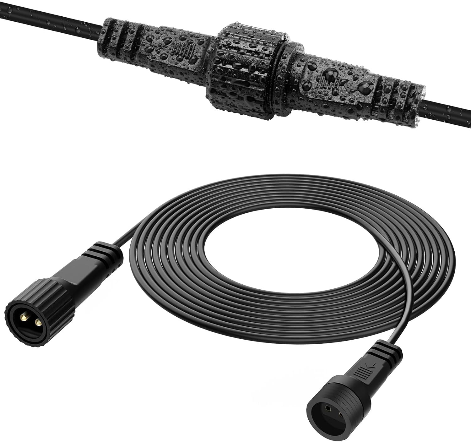 2Pin Extension Cable 10FT, IP68 Waterproof Extension Lead 16AWG Extension Cord for Outdoor Solar String Lights, Indoor String Lights - 1Pack