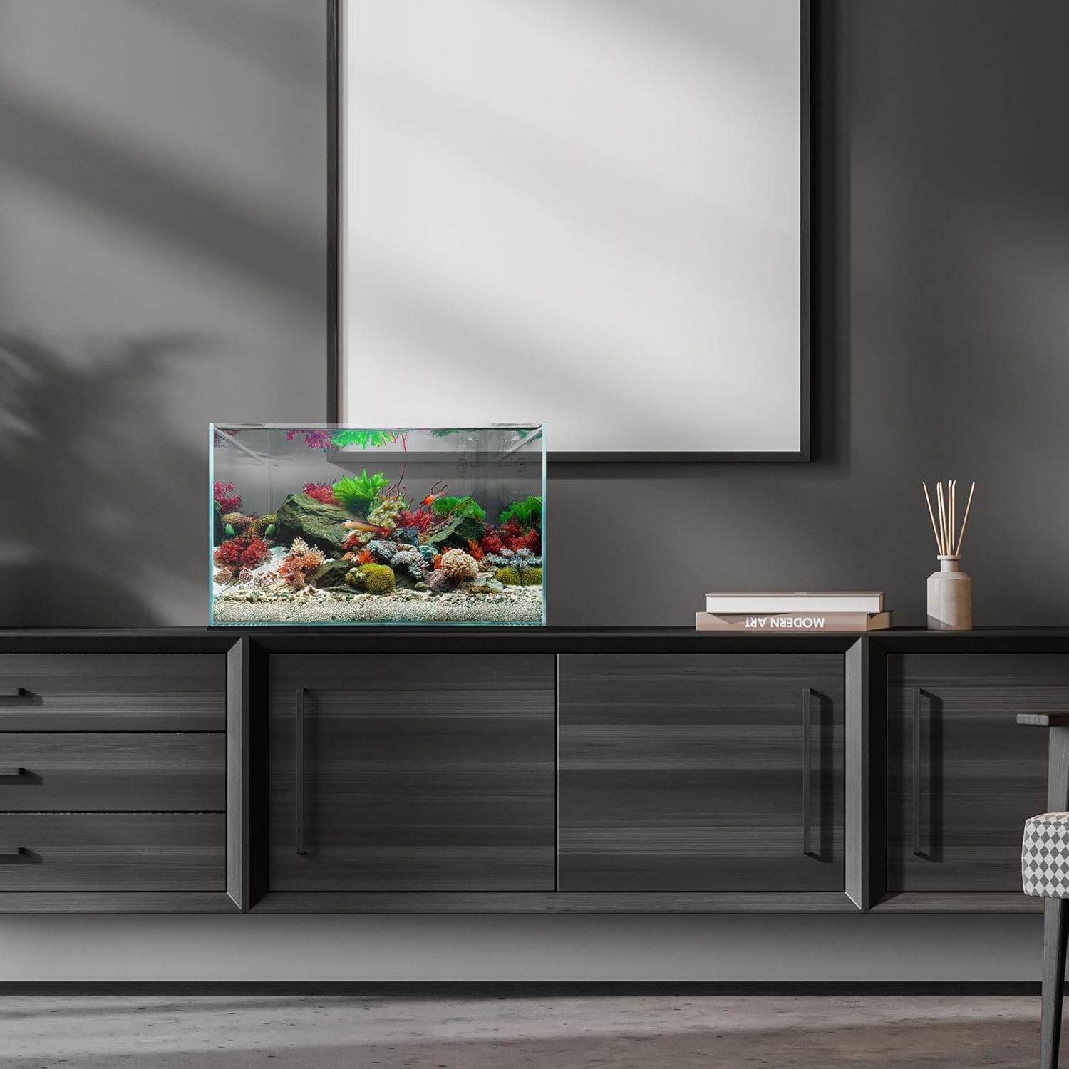 UNS Ultra Clear Rimless Tank - 20.5GAL | 77.7L - 23.62x14.17x14.17 | 60x36x36 CM, 6mm Glass Thickness, Leveling Mat Included - Low Iron, High Clarity Fish Tank w/ 45° Mitered Edge - [60U]