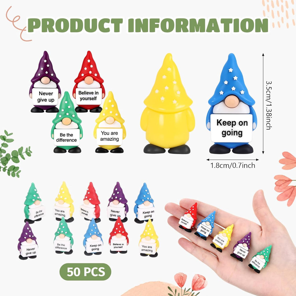 Gejoy 50 Pcs Mini Rubber Gnome Toys Positive Mini Gnomes Figures to Hide Emotional Uplifting Gifts Decorations and Encouragement Christmas Motivational Gifts for Colleague Staff Teacher