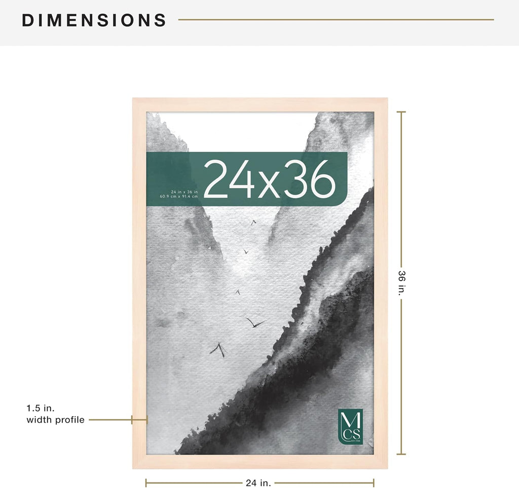 MCS Museum Poster Frame 24x36 Natural Woodgrain, Vertical & Horizontal Wall Hanging Large Picture Frame for Photos, Posters & Art Prints (1-Pack)