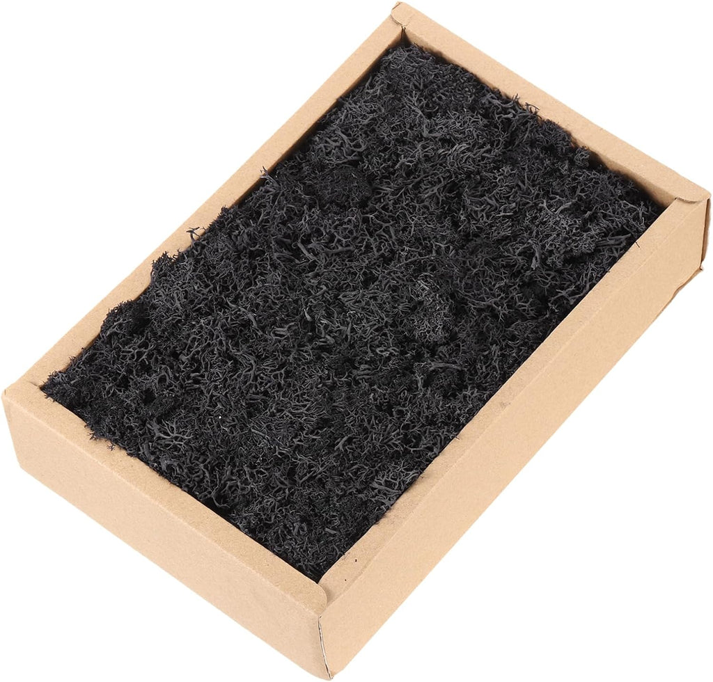 MECCANIXITY 7.8oz Preserved Reindeer Moss, Black Decorative Artificial Fake Moss for Potted Plants Indoor Crafts Lichen Centerpieces Decor
