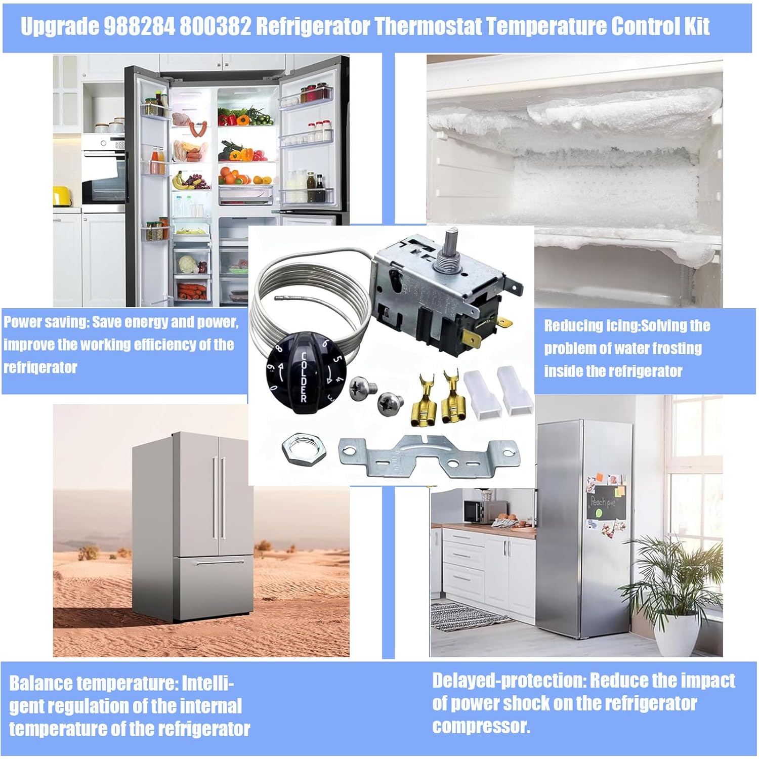 988284 800382 Upgrade Temperature Control Kit, 077B6856 Refrigerator Thermostat Controller, Compatible with True Refrigerators Series, Replacement for 077b, 800306 461387, TC,TSD,T Series,GDM,GEM,G4SM