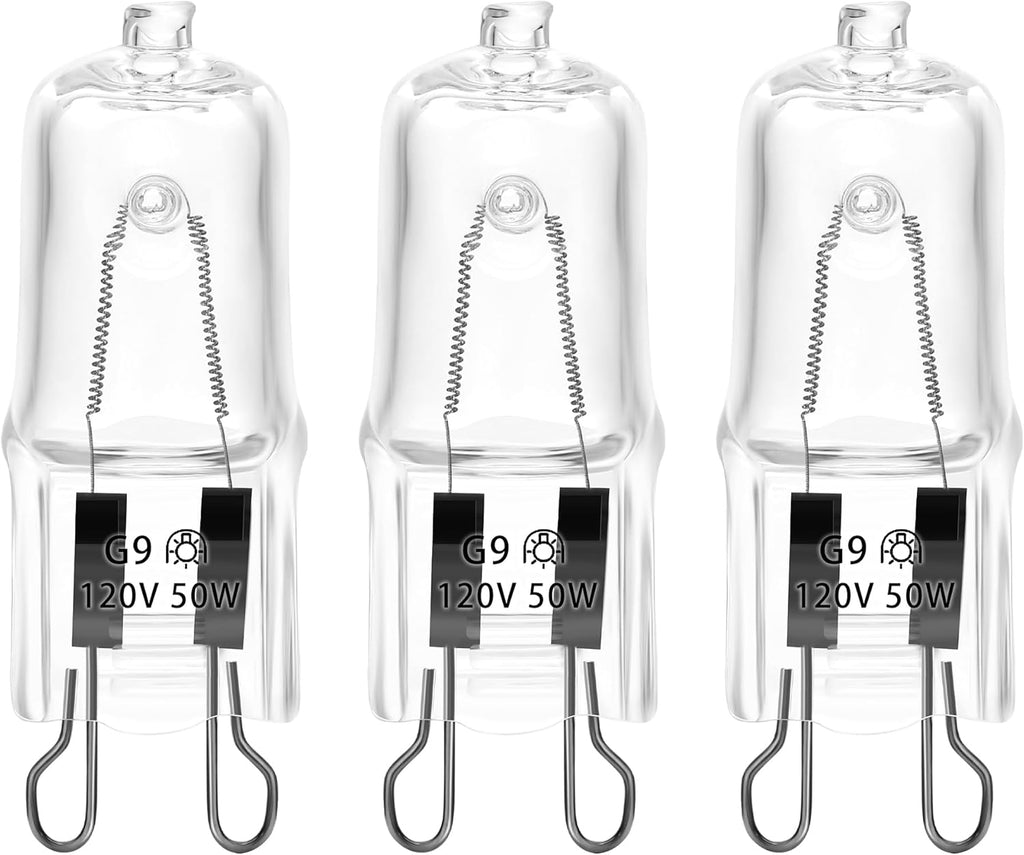 G9 Basking Light Bulb 50W 120V 2 Pin 3 Pack Base Light Bulb Reptile Heat Lamp Replacement Dimmable Warm Clear