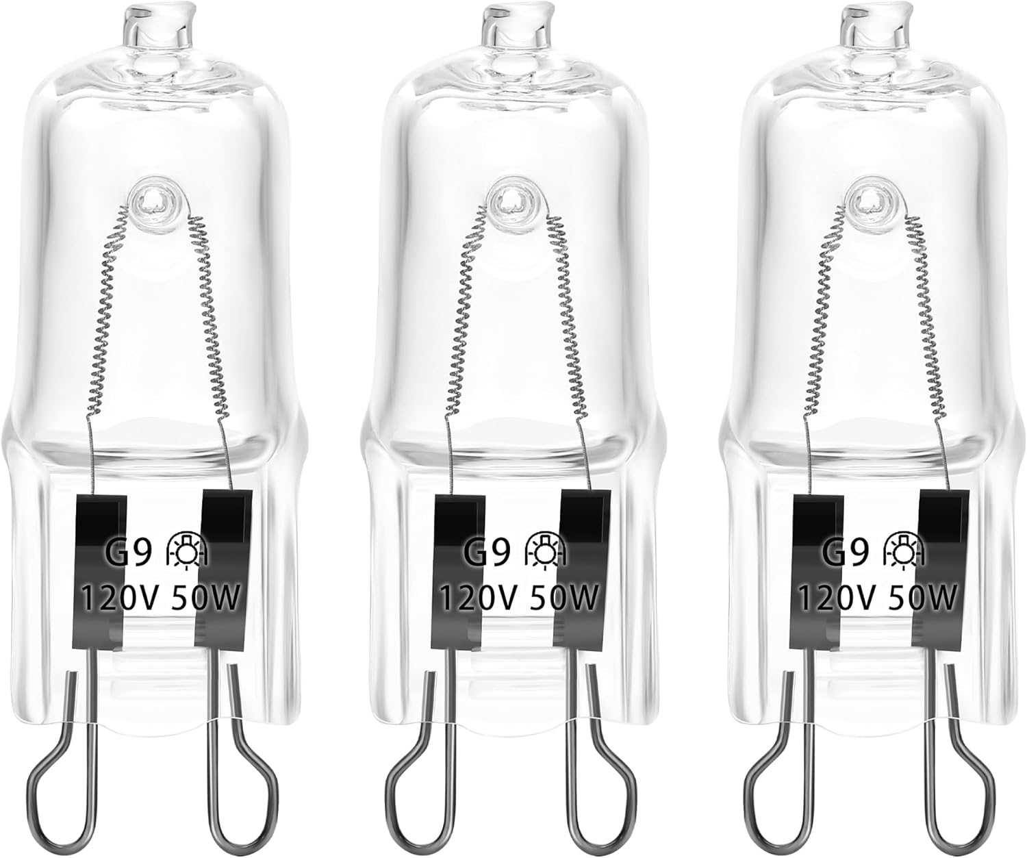 G9 Basking Light Bulb 50W 120V 2 Pin 3 Pack Base Light Bulb Reptile Heat Lamp Replacement Dimmable Warm Clear