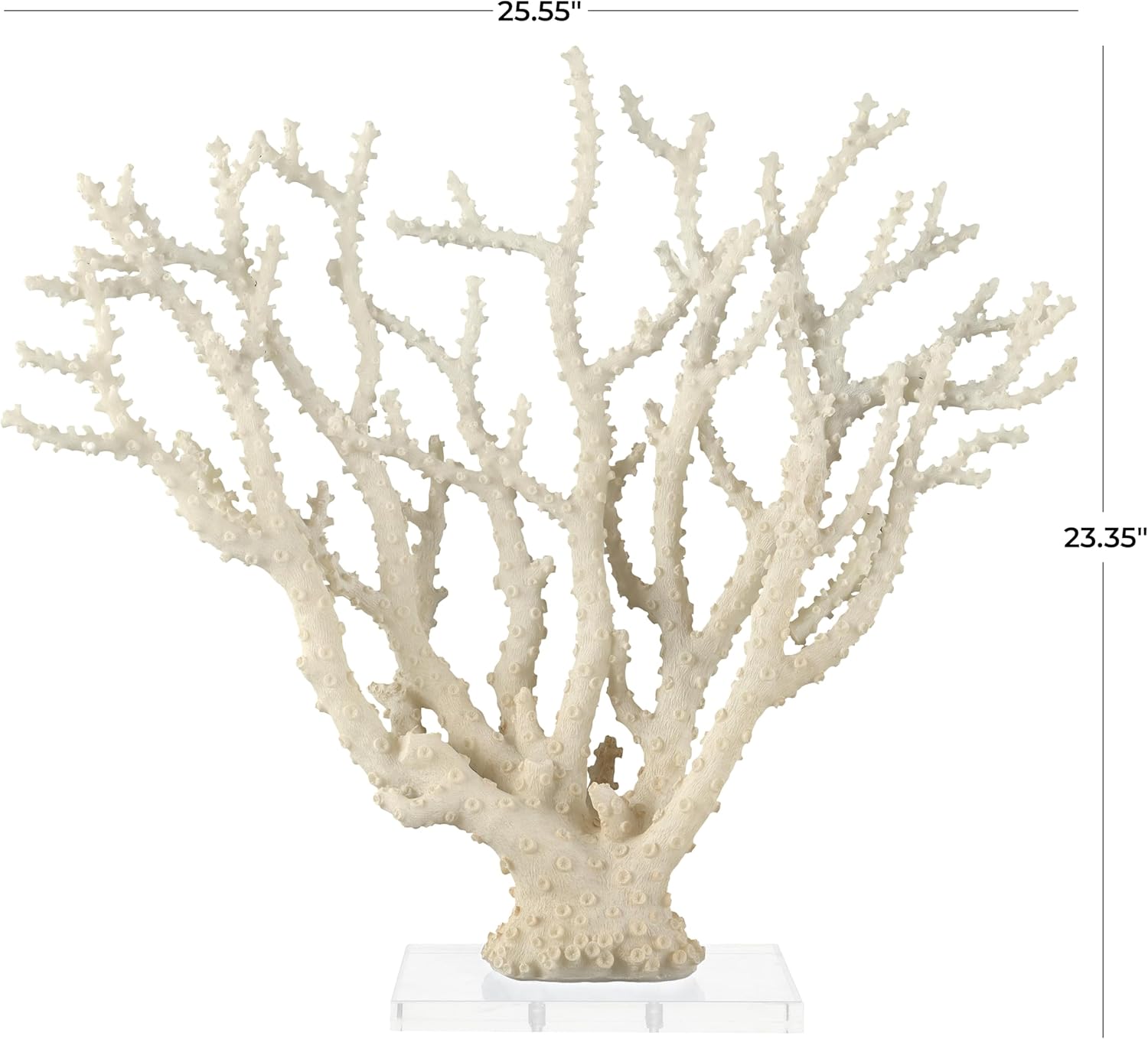 Deco 79 Polystone Coral Decorative Sculpture Home Decor Statue with Clear Acrylic Base, Accent Figurine 26" x 8" x 23", Cream
