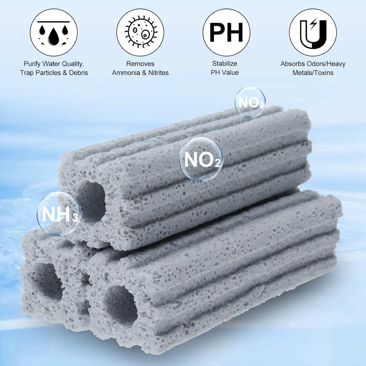 RealPlus Ceramic Bio Filter Media for Aquarium Sump Canister Pond Fish Tank, Vast Surface Area (3.8" Length / 72pcs)