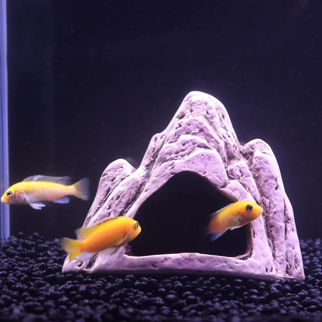 ALEGI Aquarium Ceramic Decoration Mountain, Cave Rock for Cichlids, Betta Fish Tank (Mountain)