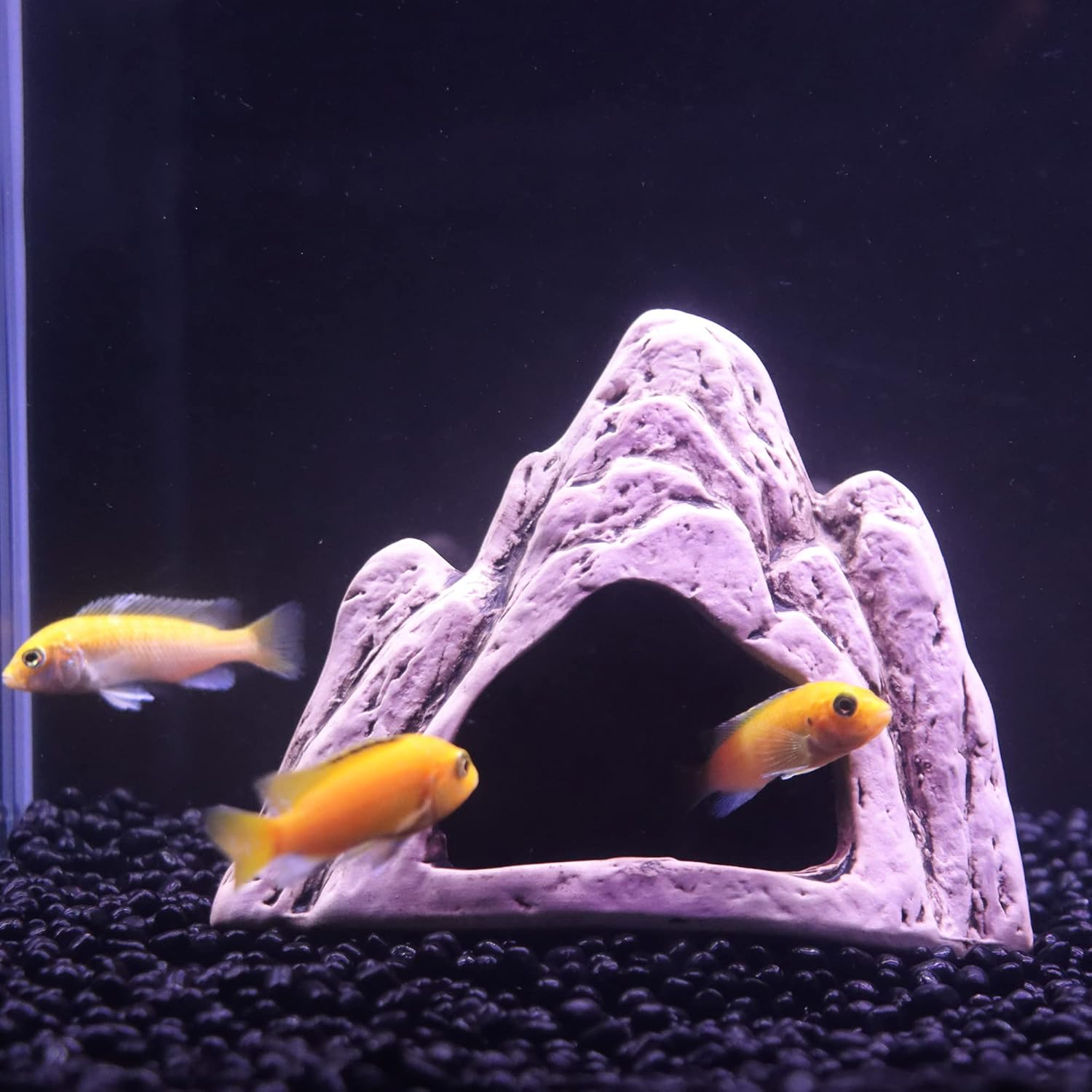 ALEGI Aquarium Ceramic Decoration Mountain, Cave Rock for Cichlids, Betta Fish Tank (Mountain)