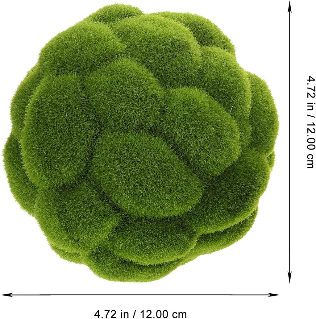 2pcs Fake Moss Balls,Artificial Green Moss Balls Simulated Plant Moss Decor for Fairy Gardens Floral Arrangements Craft