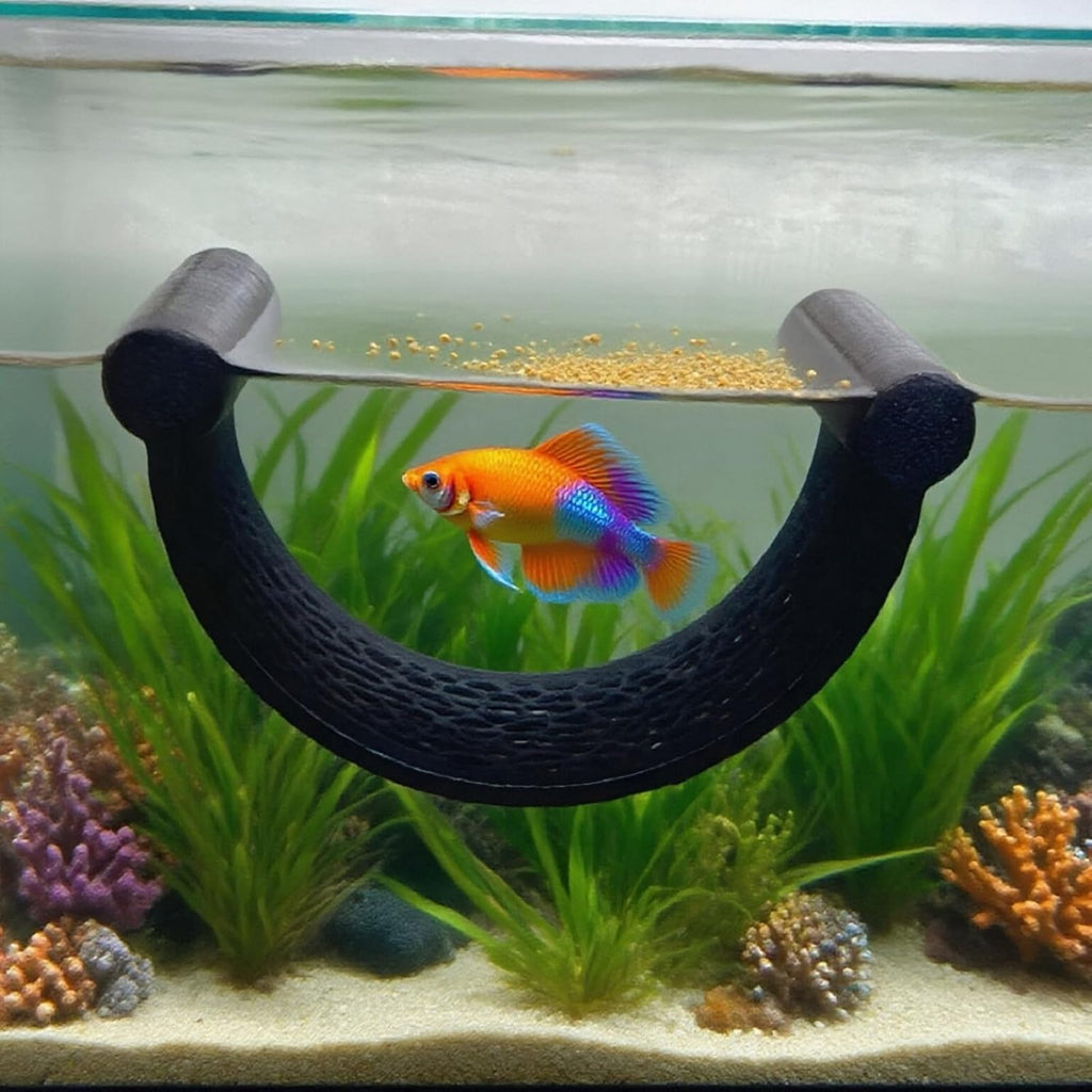 Black Betta Fish Hammock – Floating Aquarium Rest Ledge for Nano Fish, Shrimp, Corydoras – Natural-Look Black Perch Platform for Betta Tanks, Aquascape Decor, Low Flow Aquarium Accessory
