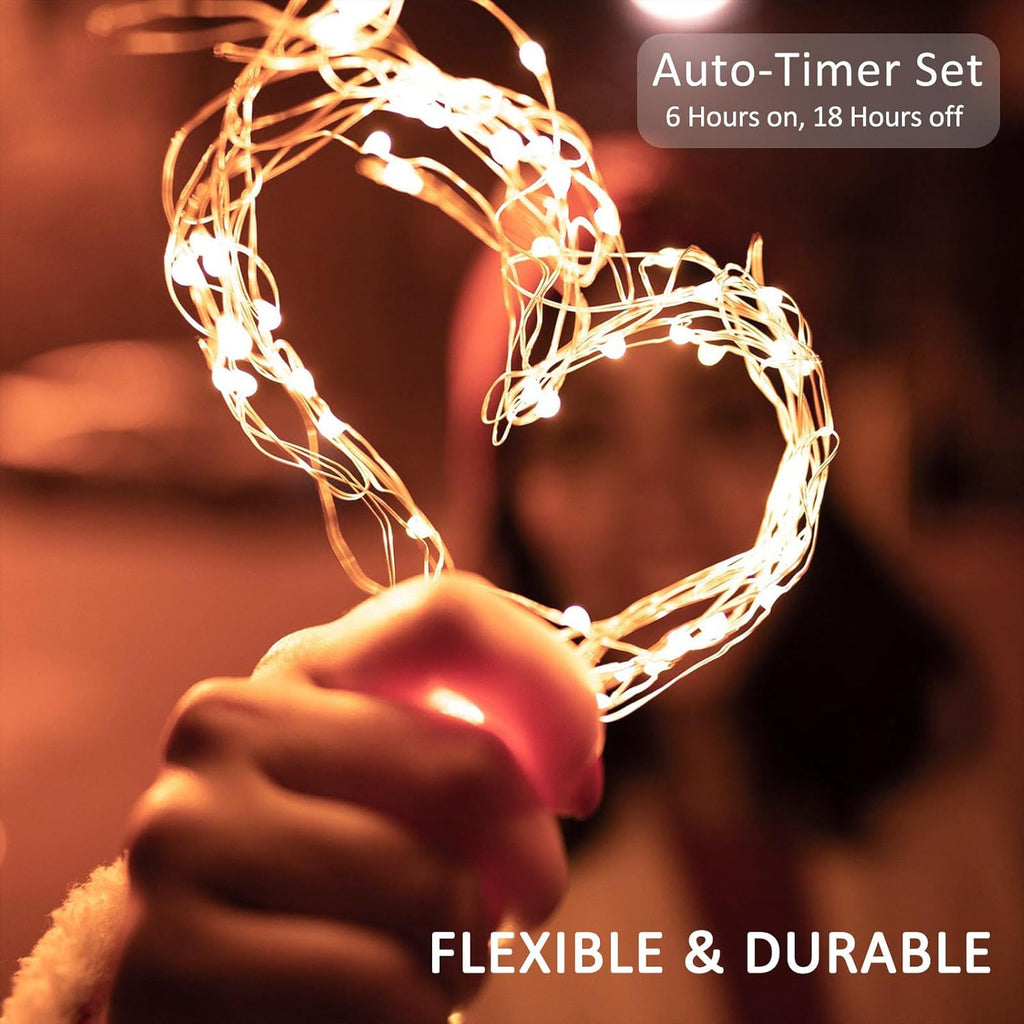 Beieverluck 10 Pack 33FT 100 LED Fairy Lights Battery Operated Fairy Lights with Remote and Timer Waterproof String Lights Outdoor Indoor for Bedroom Wedding Christmas Decorations, Warm White