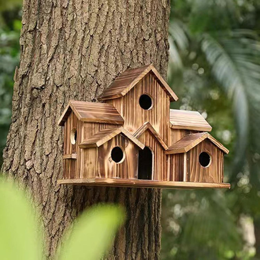 Wooden Bird Houses - Large Rustic Wood Pet Cottage, Garden Birdhouse with Nesting Box Design, Bird Shelter, Outdoor Decor with Sturdy Construction, Safe Haven for Birds in Yard, Lawn, Porch, and Patio