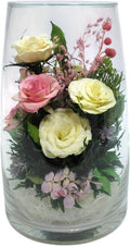 Fiora Flower | Preserved Roses & Floral Arrangement in Sealed Glass Vase | Lasts up to 5 Years | Elegant Gift for Weddings, Birthdays, and Anniversaries (Peach)