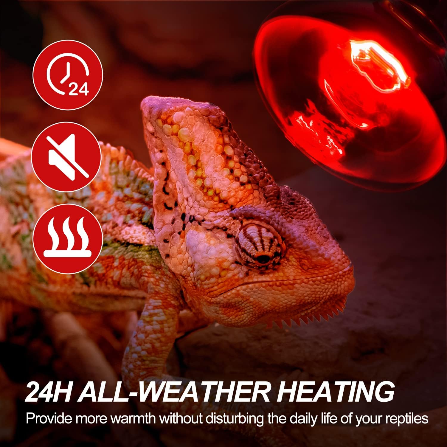 WACOOL 2Pack 100W Reptile Heat Lamp Day & Night Kit, Nature Simulated Basking Daylight & Nightlight Heat Lamp Bulbs for Reptiles & Amphibians, UVA Heat Lamp for Bearded Dragon Gecko Turtle Lizard