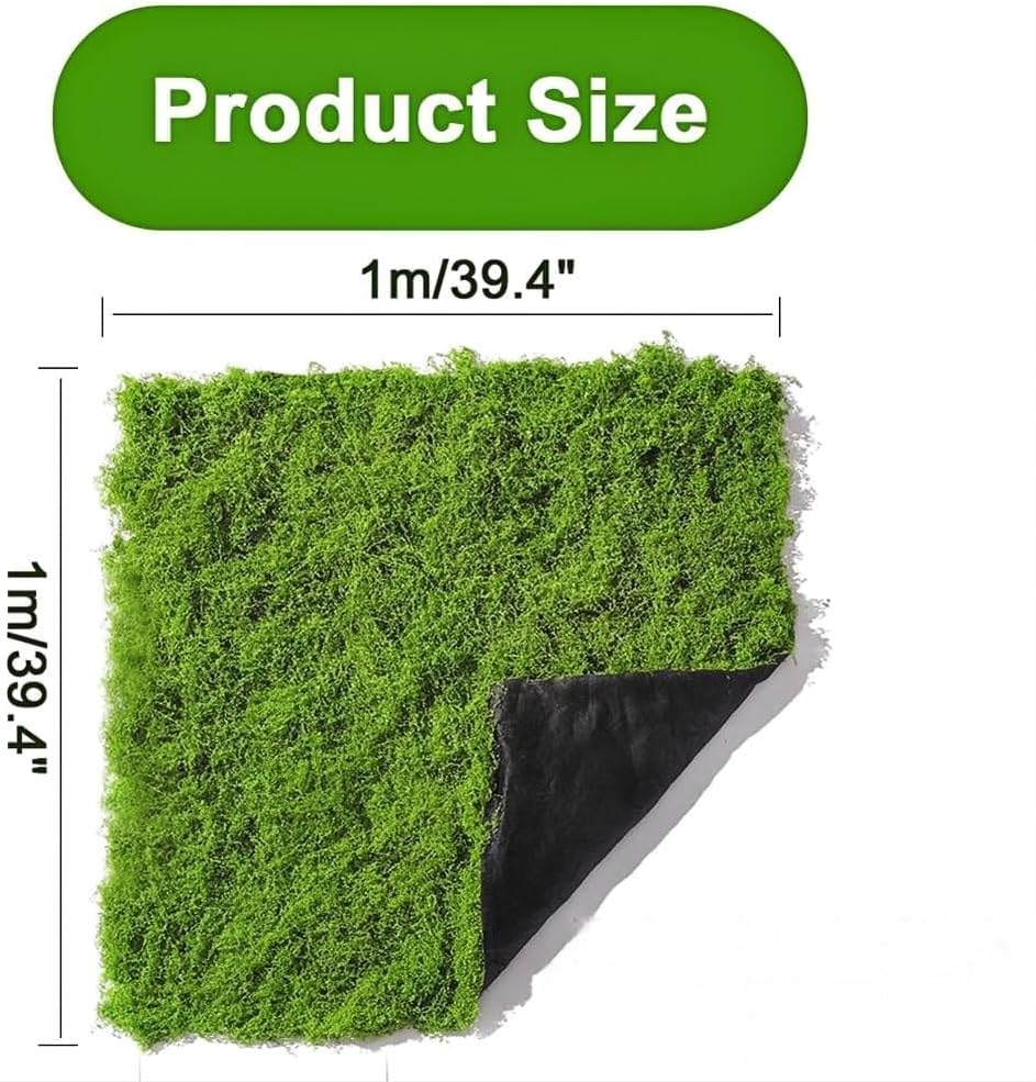Artificial Green Moss Mat, Carpet Grass Wall with Base Fabric 39.37 * 39.37 inch Fake Moss for Crafts, Faux Moss for Plants Indoor Green Faux Grass for DIY Table Centerpieces Floral Wedding