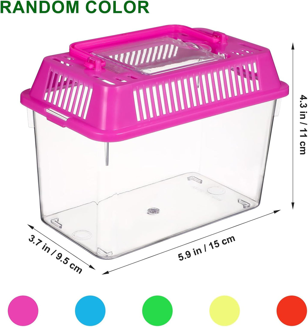 VANZACK Small 4pcs Portable Reptile Tank Plastic Turtle Box with Lid Handle Clear Terrarium Hamster Habitat for Fish Snakes Aquarium