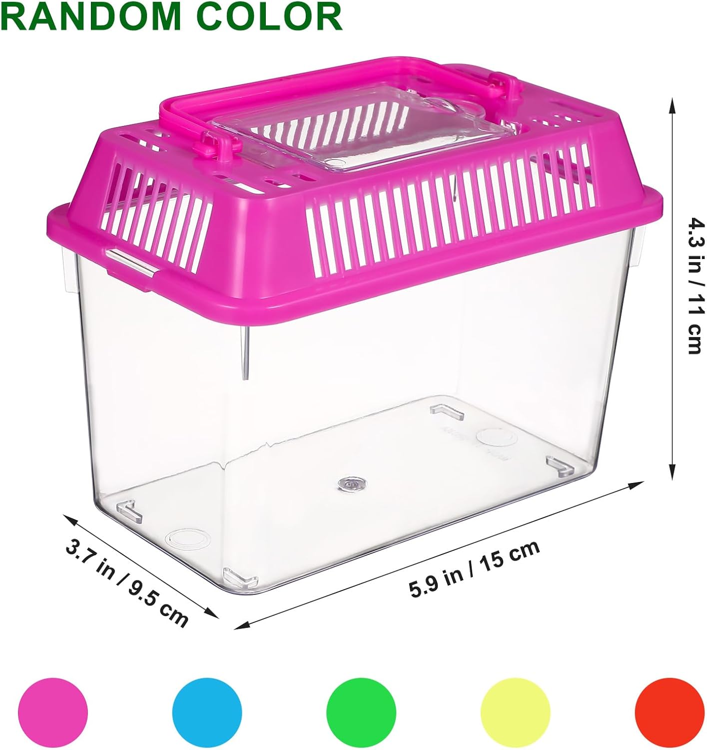 VANZACK Small 4pcs Portable Reptile Tank Plastic Turtle Box with Lid Handle Clear Terrarium Hamster Habitat for Fish Snakes Aquarium