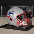 Putros Football Helmet Display Case Full Size with Mirror and Black Metal Grooved Base Clear Acrylic Helmet Showcase for Memorabilia Sports Collectibles