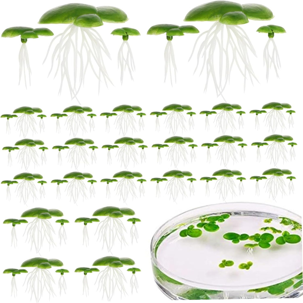 72Pcs Duckweed, Plastic Fake Pond Plants with Leaves & Roots, Floating Aquarium Plants for Indoor, Outdoor Fake Weed Pond Floating Aquarium