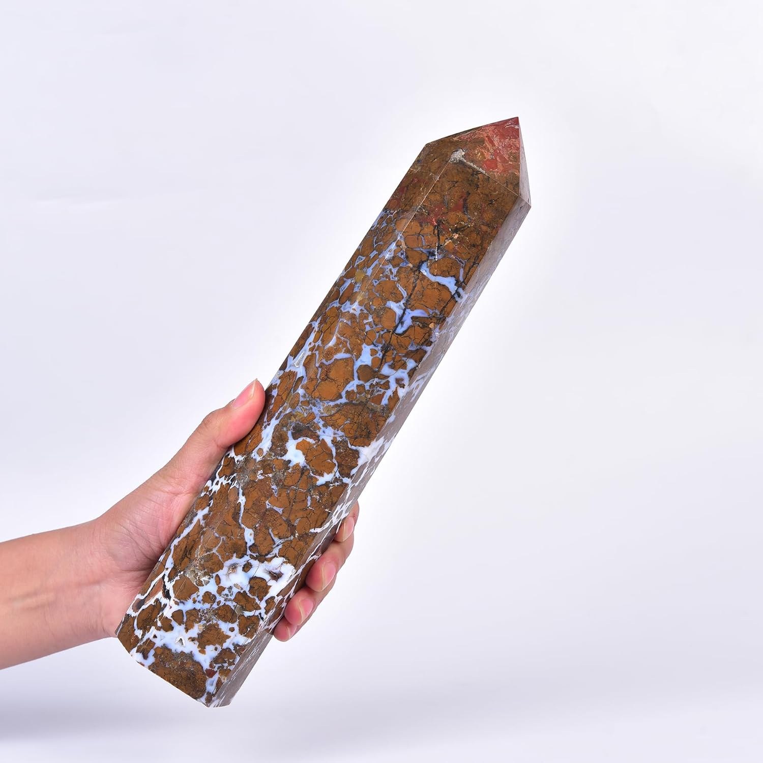 JIC Gem Extra Large Yellow Agate Healing Crystal Tower Wand 6 Faceted Yellow Quartz Geode Crystals Obelisk Tower Points Crystals Decor Gift Reiki Chakra 4.0-4.4 Lbs