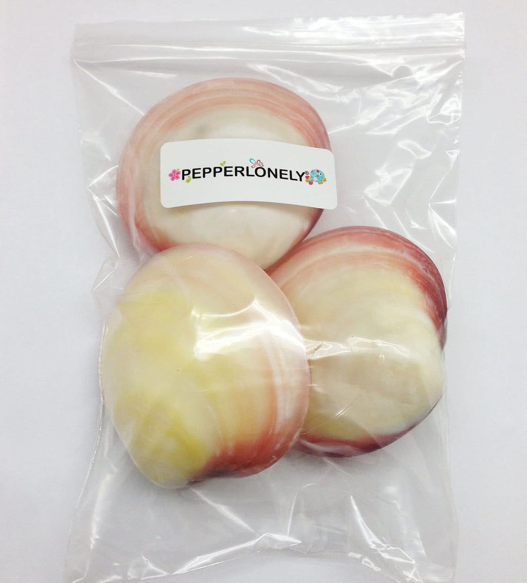 PEPPERLONELY 3 Pairs Polished Tiger Clam Sea Shells, 2 Inch ~ 3 Inch