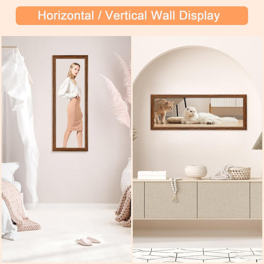 8x24 Wood Frame Brown, Rustic Natural Wooden 24x8in Poster Picture Frame, Distressed 8 x 24inch Woodgrain Gallery Photo Frame with HD Plexiglass, Horizontal Vertical Wall Mounting Display 1pcs