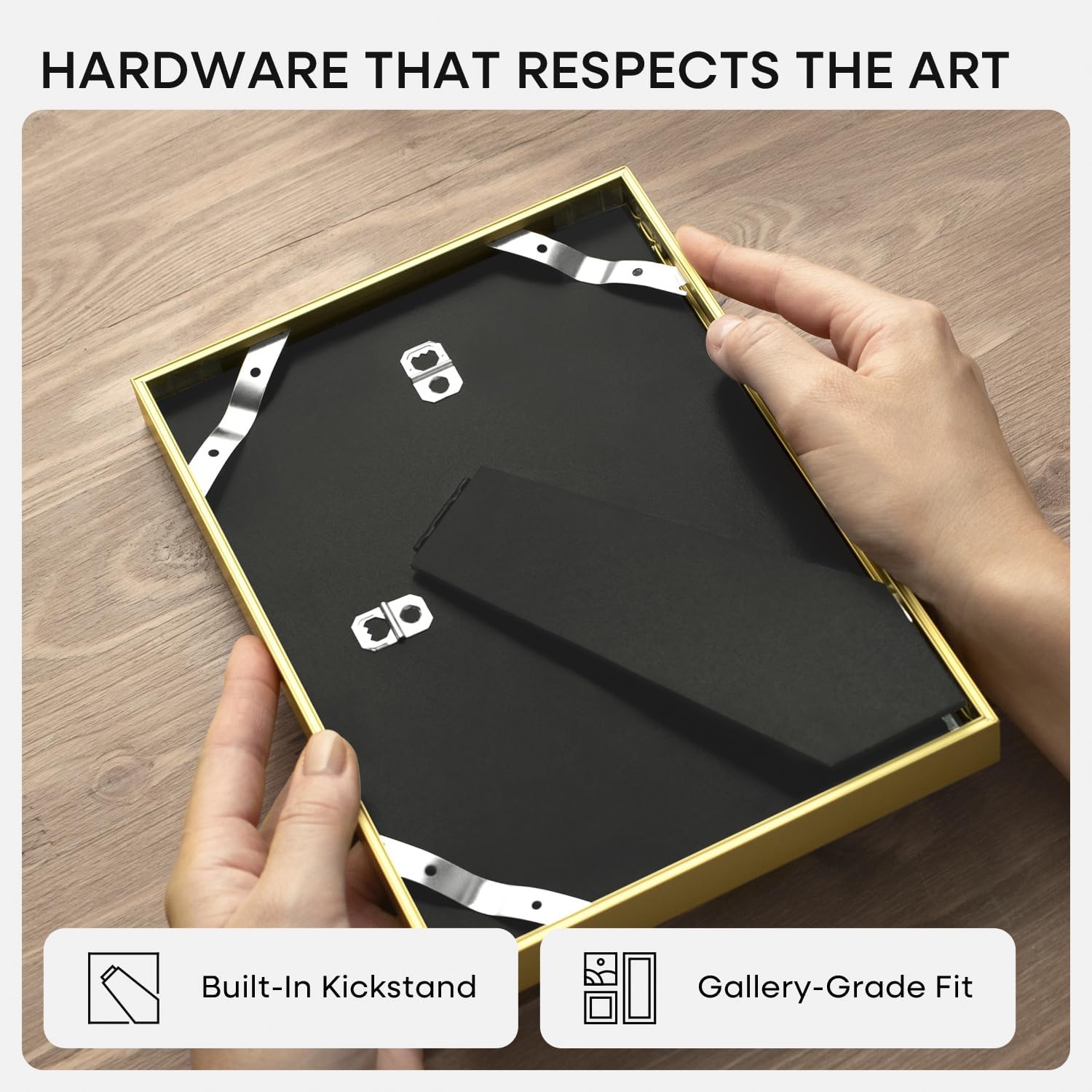 Homeforia 8x10 Picture Frame Gold, High End Metal 8 x 10 Photo Frames with Mat 5 by 7 Art, 10x8 Poster Frame Matted to 5x7 inch Print, 8by10 Wall or Tabletop Frames, Tempered Glass, Wall Kit, Set of 1