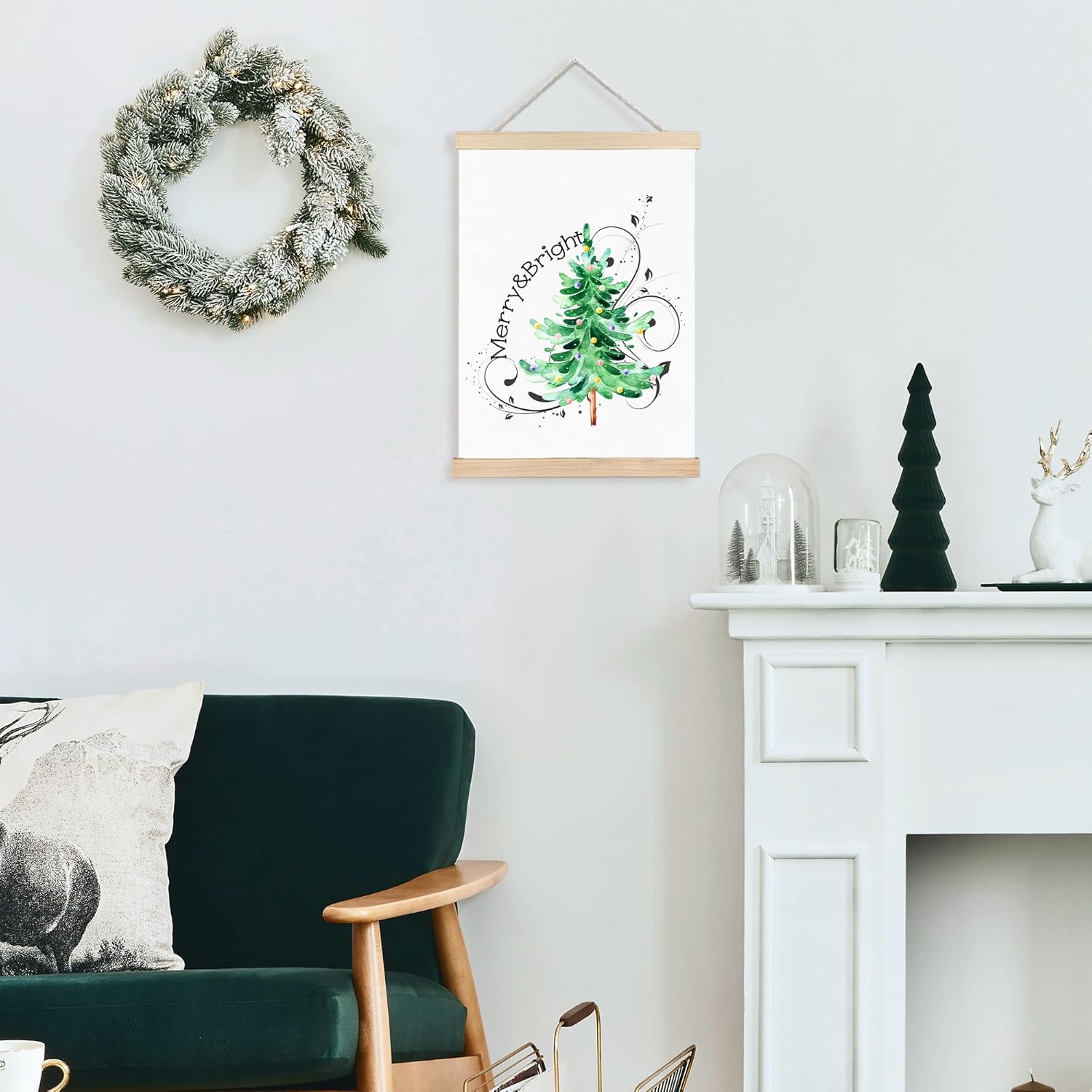 FDHSPAAM Christmas Tree Wall Art Decor, Cute Christmas Decor, Winter Holiday Flourish Xmas Tree Wall Art Posters for Home Bedroom Living Room, 12x16 Inch