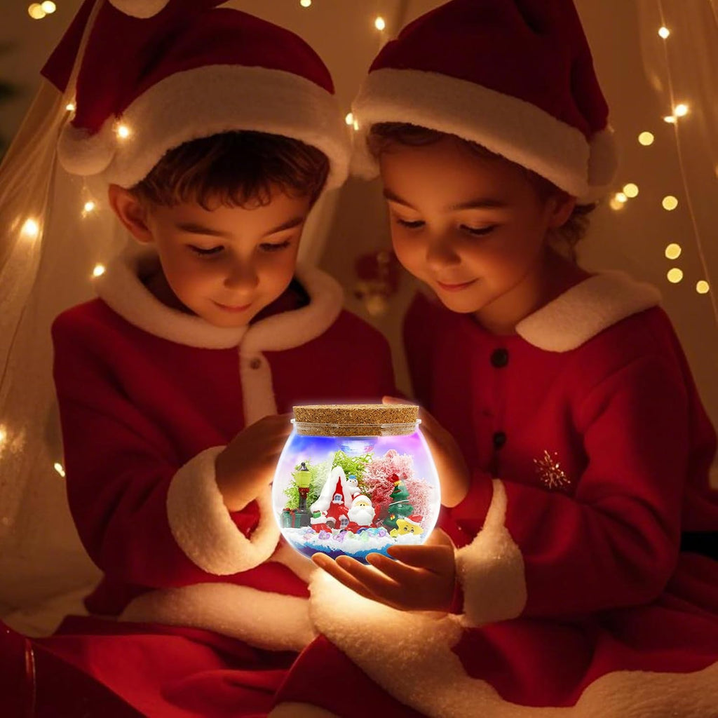 Christmas Light-Up Terrarium Kit for Kids - LED Night Light Birthday Gift for Girls Ages 4 5 6 7 8-12 Year Old - Christmas Toys DIY Arts and Crafts Kit for Kids - Best Presents for Girls