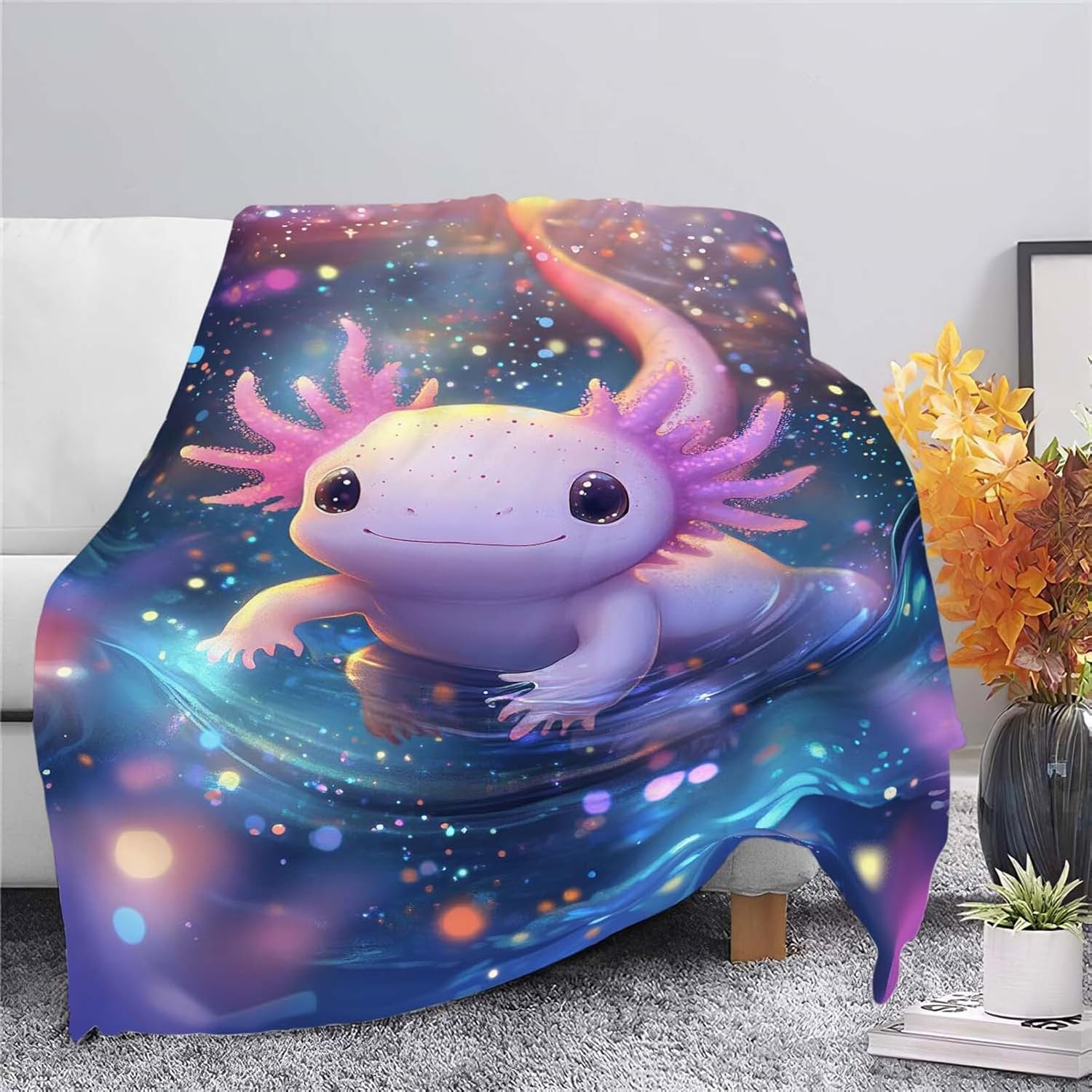 Axolotl Throw Blanket Axolotl Stuff Gifts for Kids Girls Boys Adults Women Man Soft Cozy Warm Plush Fluffy Fuzzy Fleece Blanket Decor 50''X60''