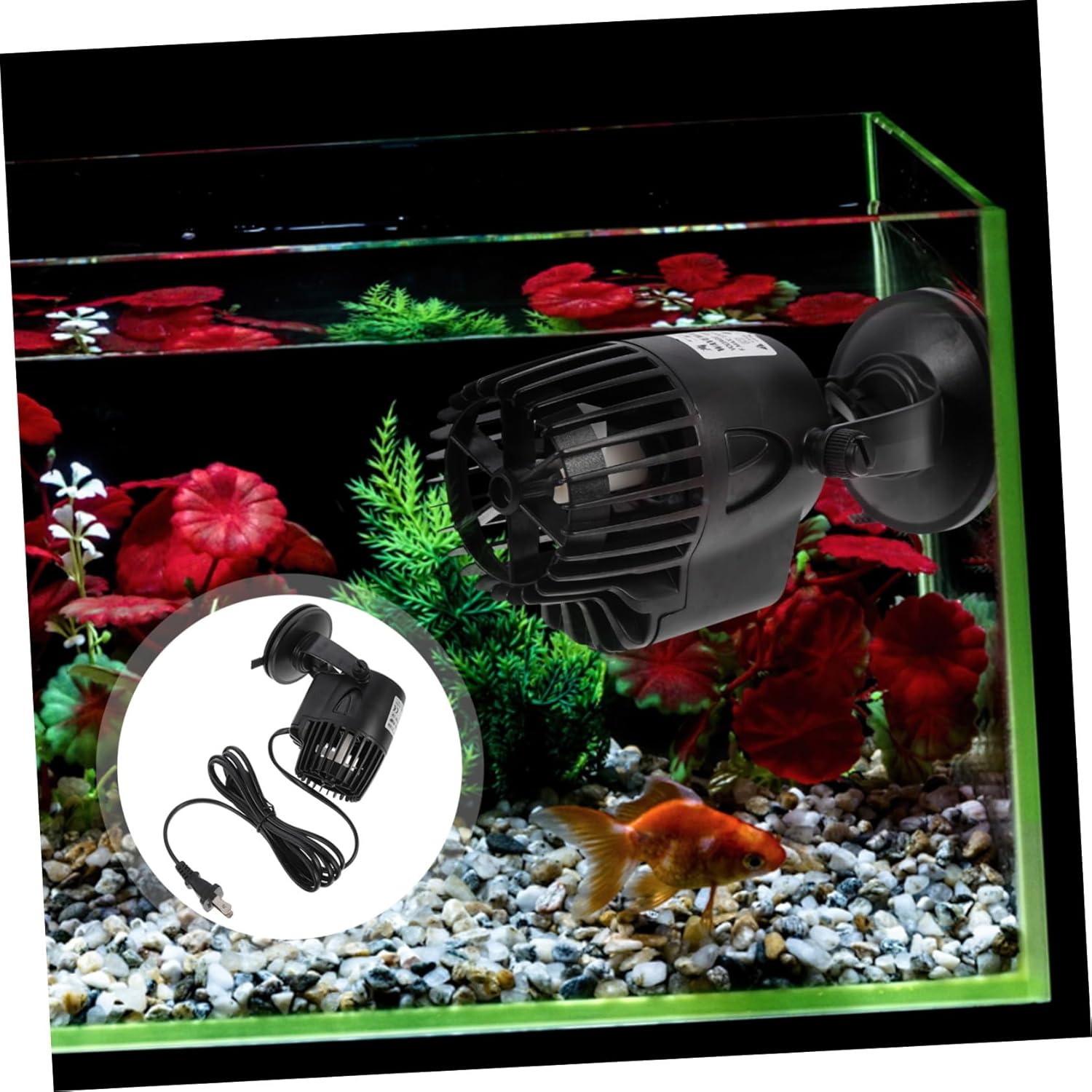 Wave Maker Pump for Fish Tank Aquarium Water Circulation with Multi-angle Rotation Strong Propeller Flow and Suction Cup Base for Freshwater Saltwater Tanks US Plug