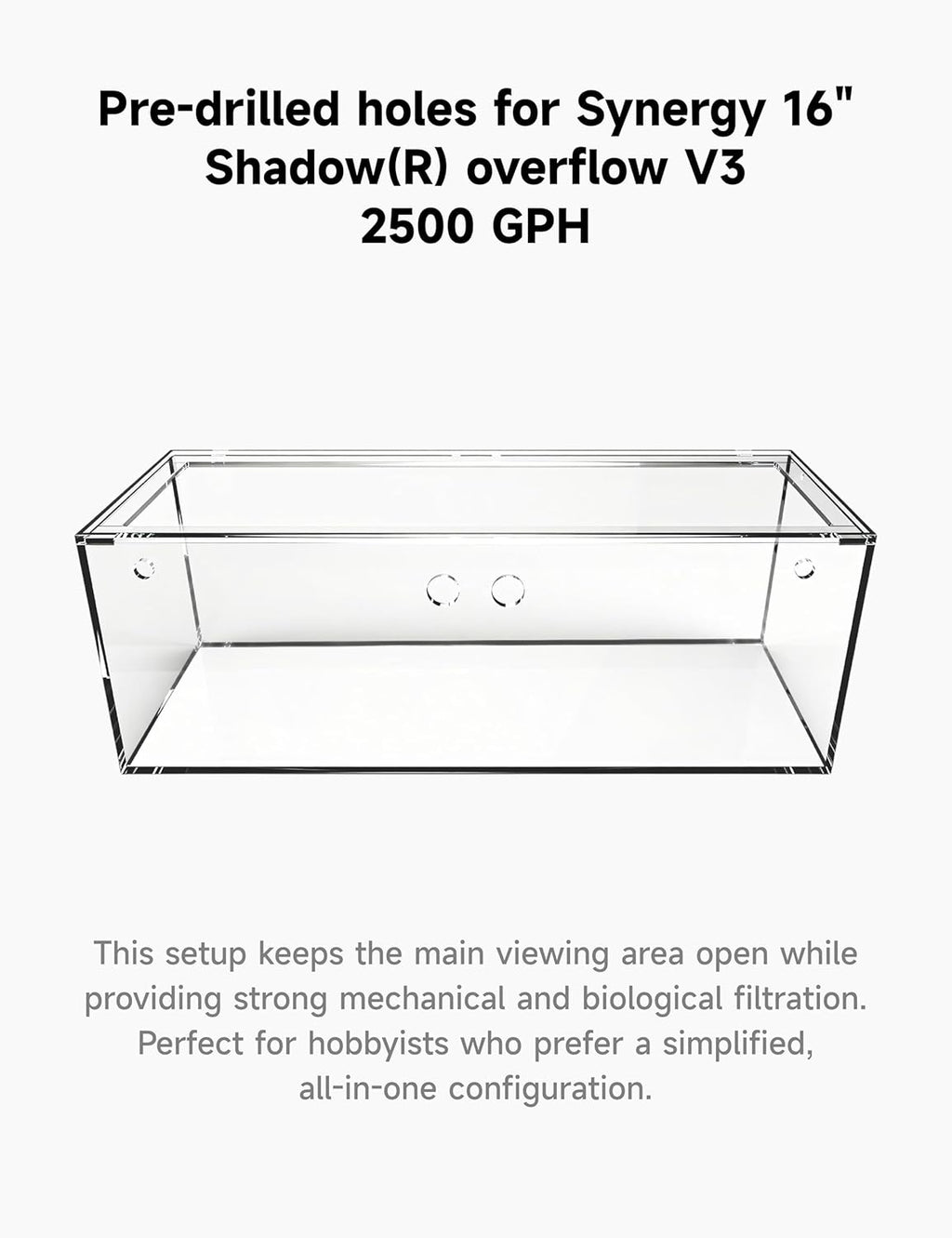 150-3GO Gallon Starfire Aquarium w/Center Overflow 60x24x24 H 12mm Ghost Overflow