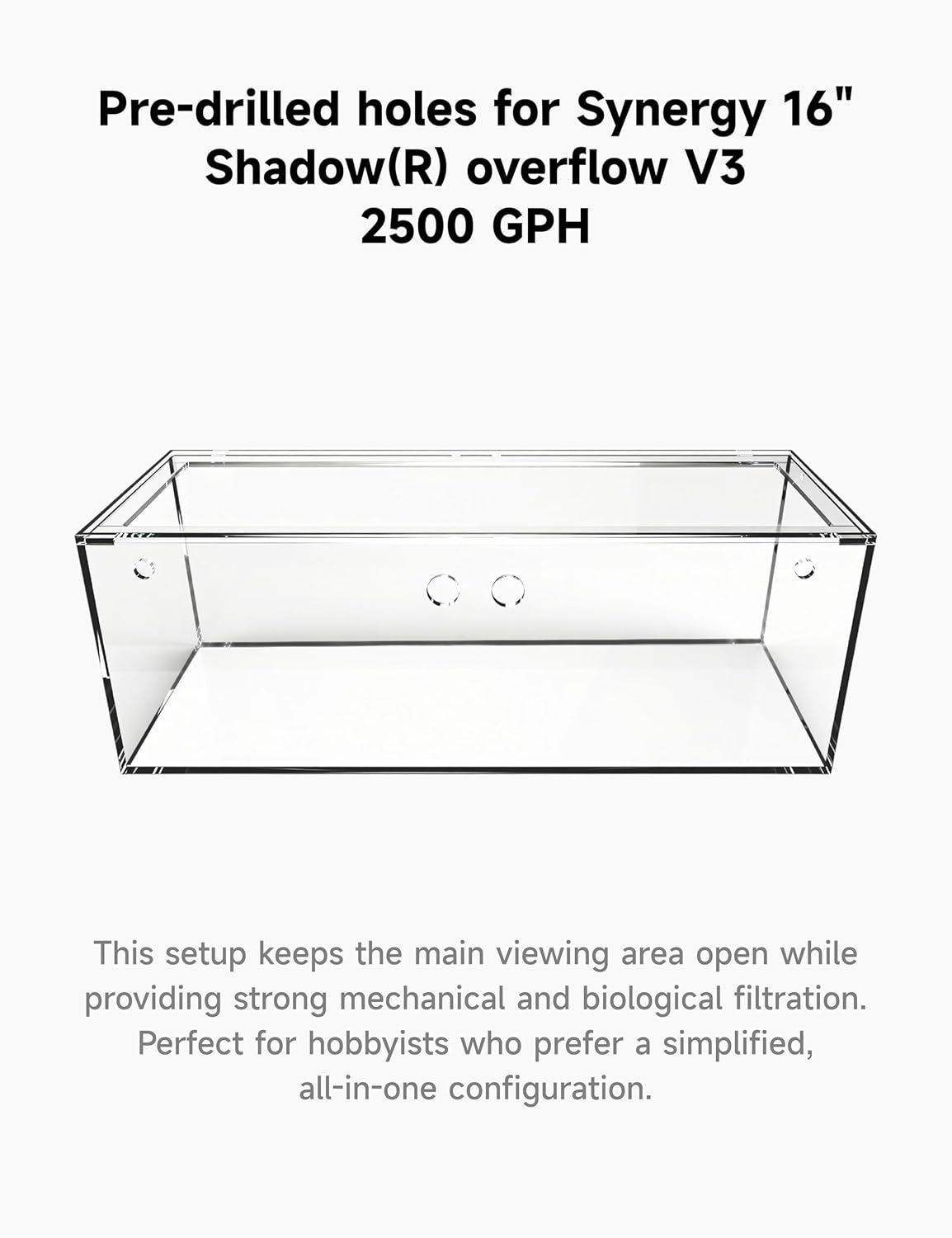 150-3GO Gallon Starfire Aquarium w/Center Overflow 60x24x24 H 12mm Ghost Overflow