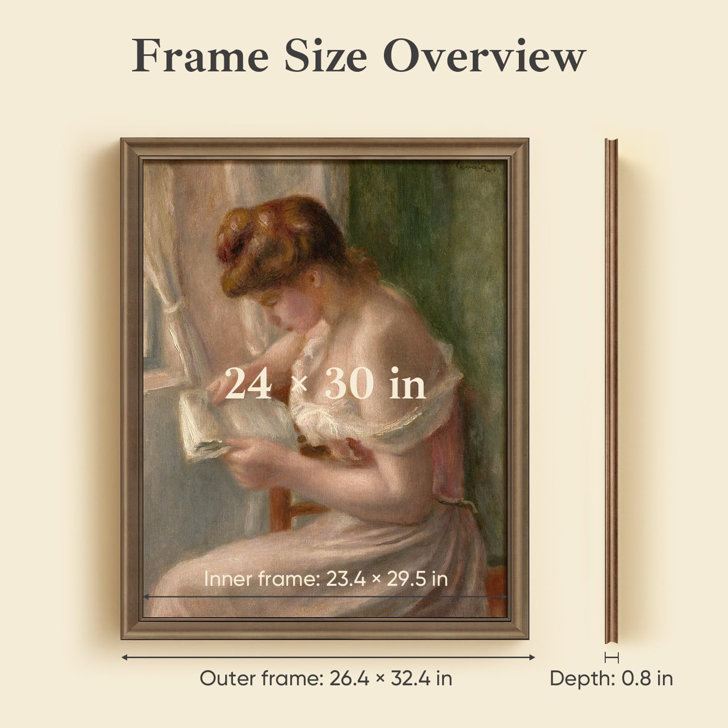 HLiWEGNS Vintage Bronze 24x30 Frame – Poster Frame with Aged Bronze Finish – Picture Frame for 24 x 30 Artwork, Canvas Prints, Puzzles, and Wall Decor