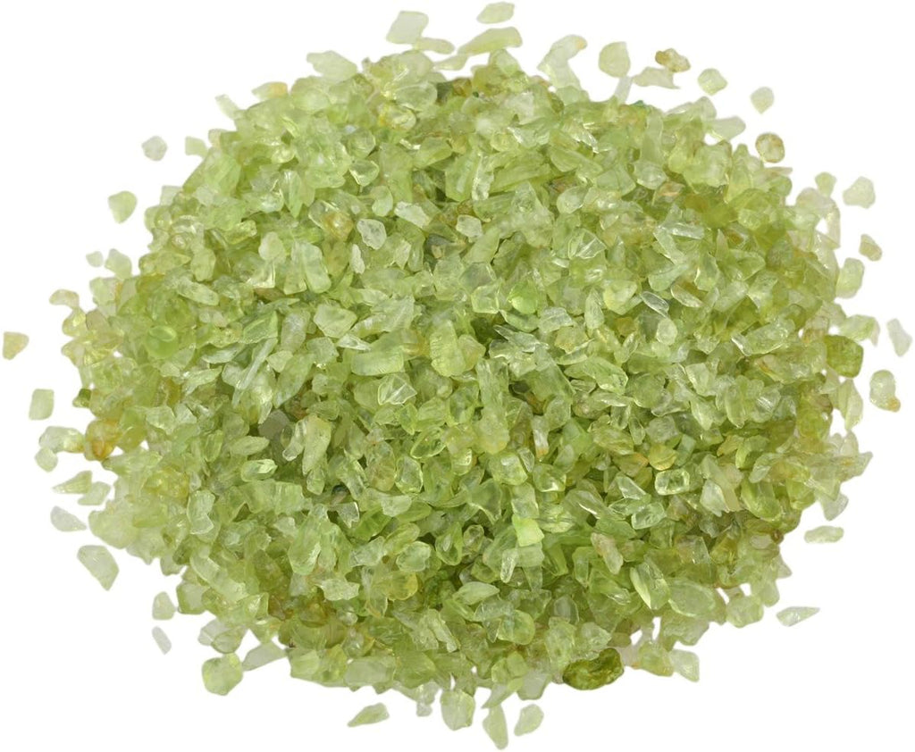 SUNYIK Peridot Tumbled Chips Stone Crushed Crystal Quartz Pieces Irregular Shaped Stones 1pound(about 460 gram)