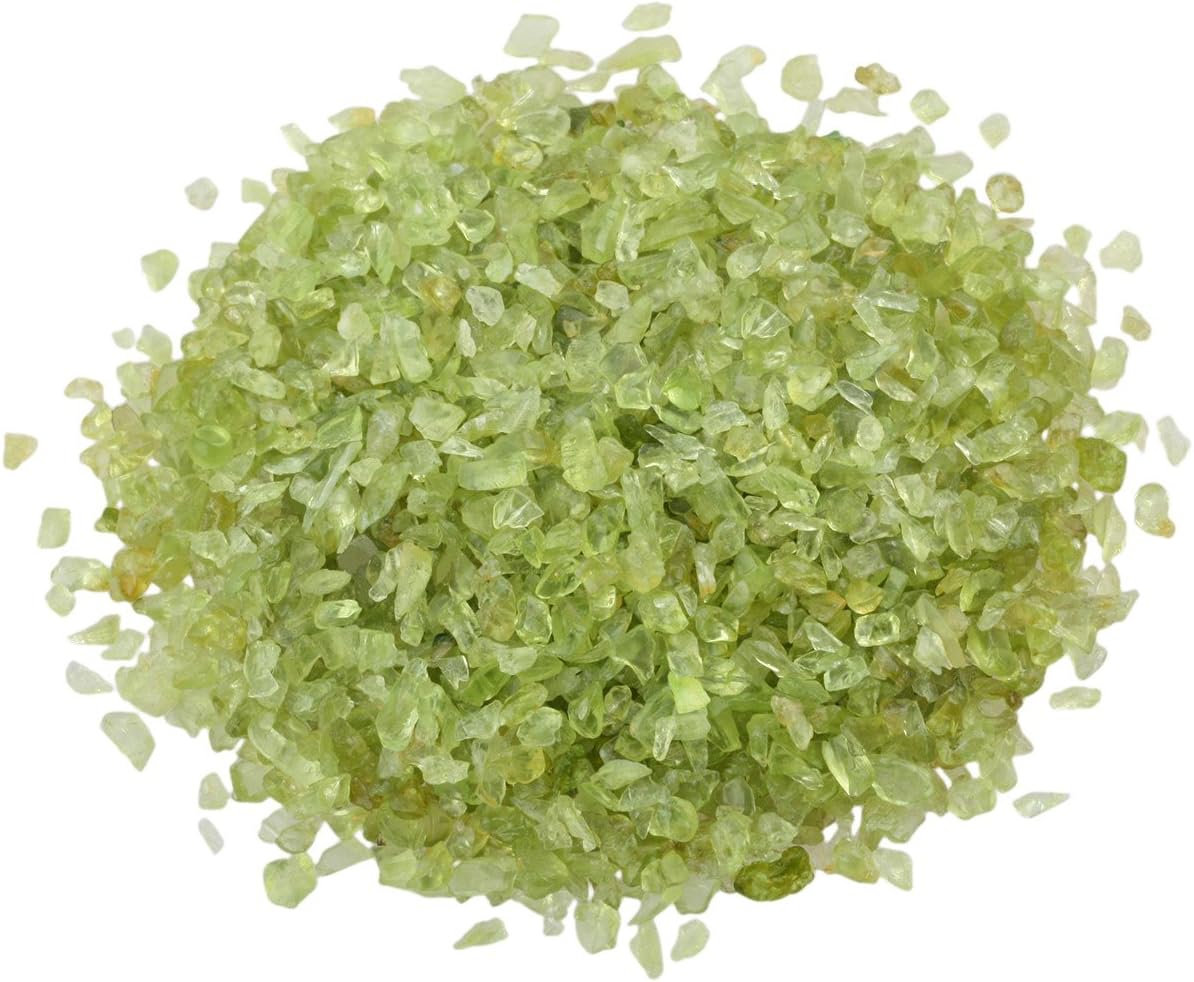 SUNYIK Peridot Tumbled Chips Stone Crushed Crystal Quartz Pieces Irregular Shaped Stones 1pound(about 460 gram)