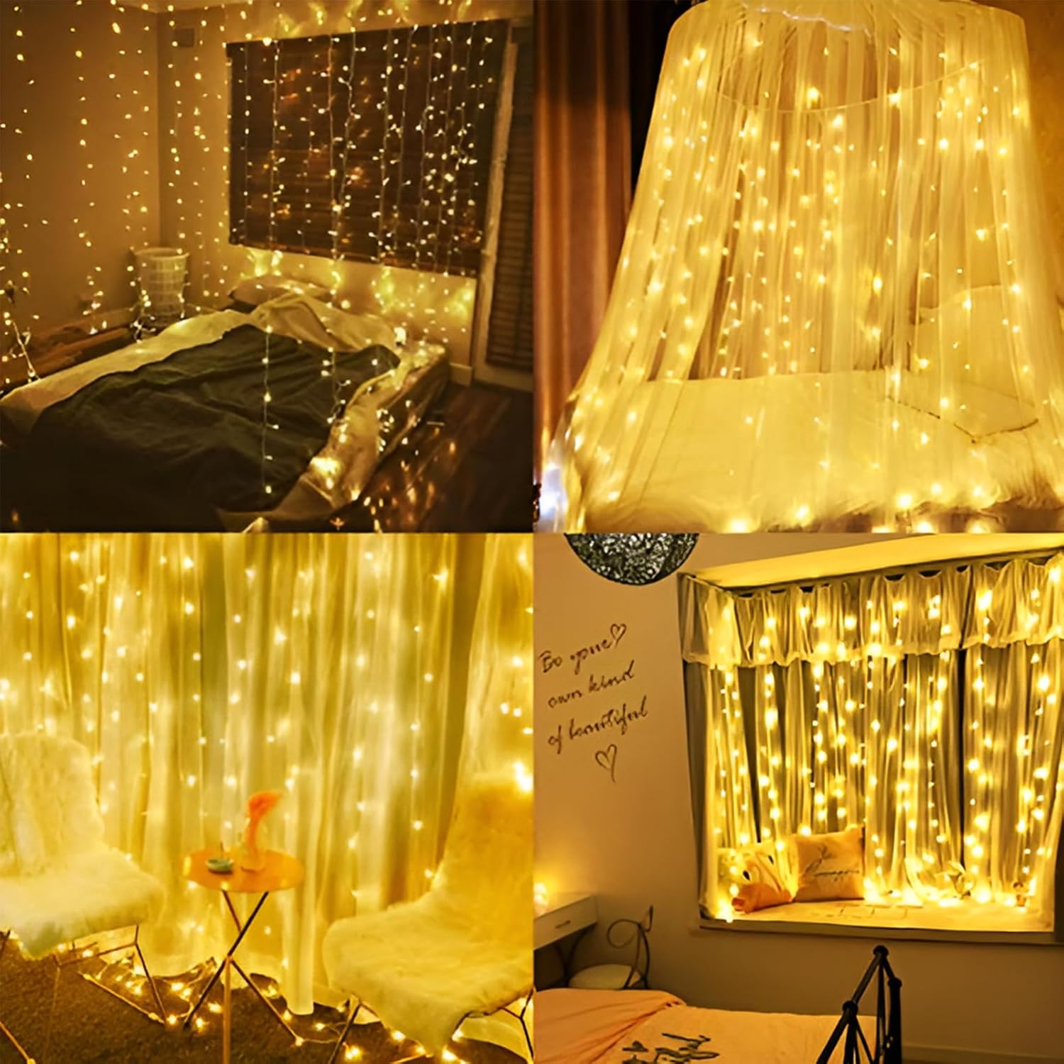 Moobibear 66Ft 200LED Plug-in Waterproof Fairy String Lights with 8 Lighting Modes - Indoor & Outdoor Decor for Bedroom, Girl’s Room, Garden, Party, Christmas - Warm White Twinkle Lights