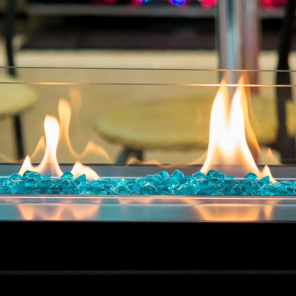 Onlyfire 1/2-Inch Polygon Fire Glass, 10 Pound Pack Glass Rock for Fireplace Fire Pit & Lanscaping, High Luster Aqua Blue